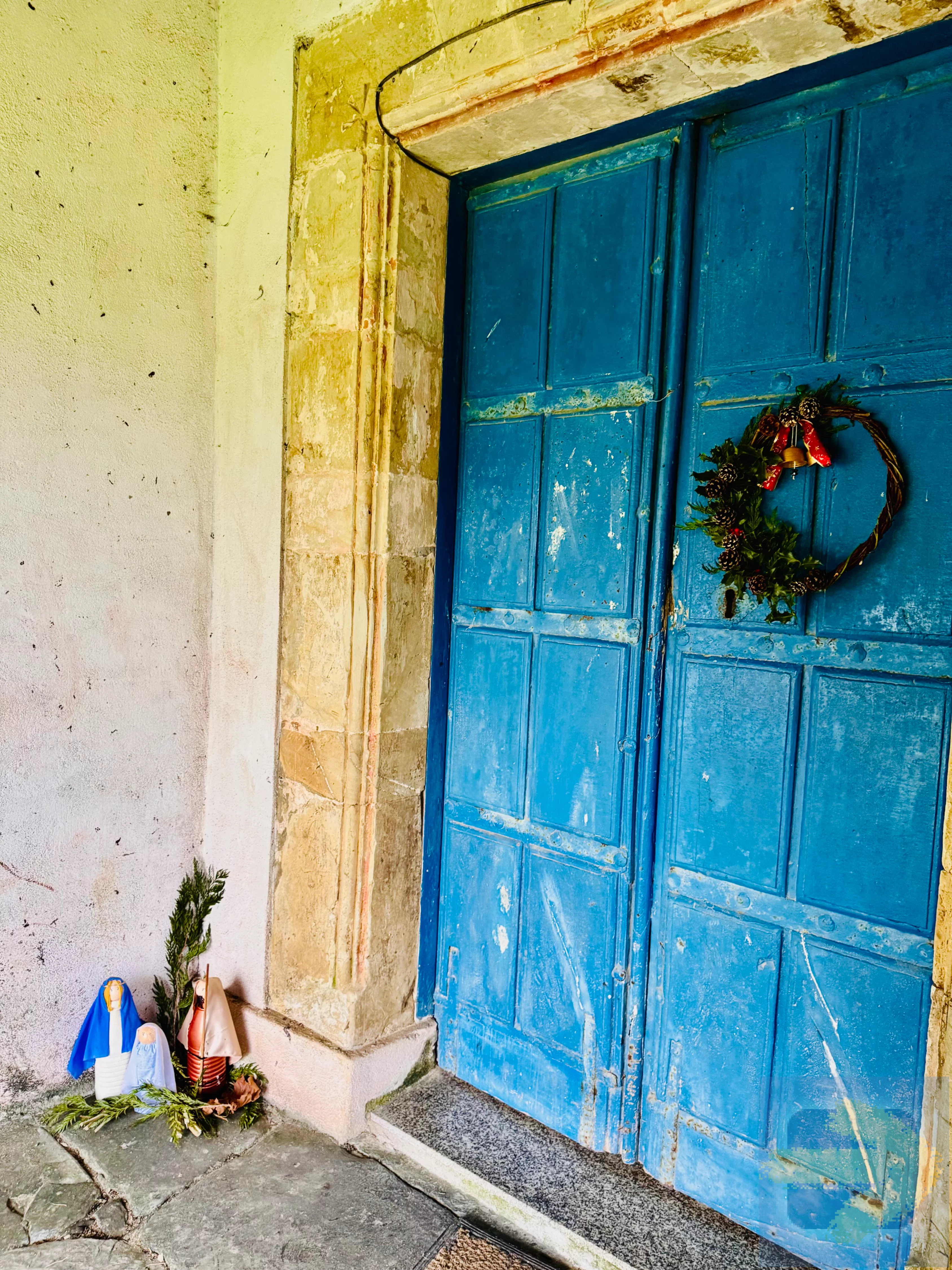 A rural church door in Galicia