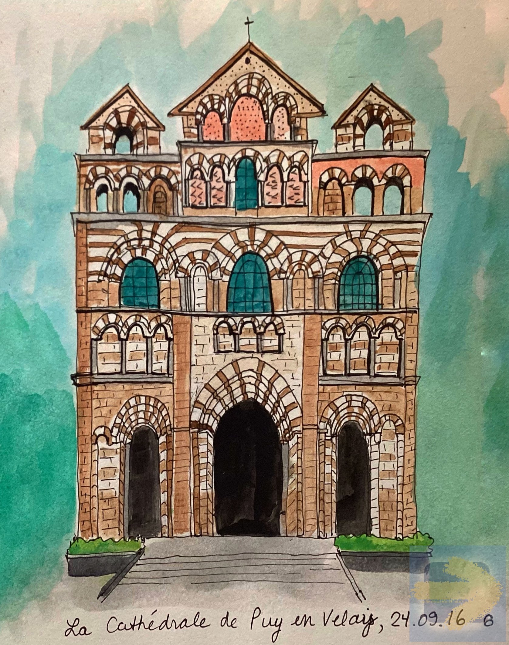 Drawing of Cathedral in Le Puy…